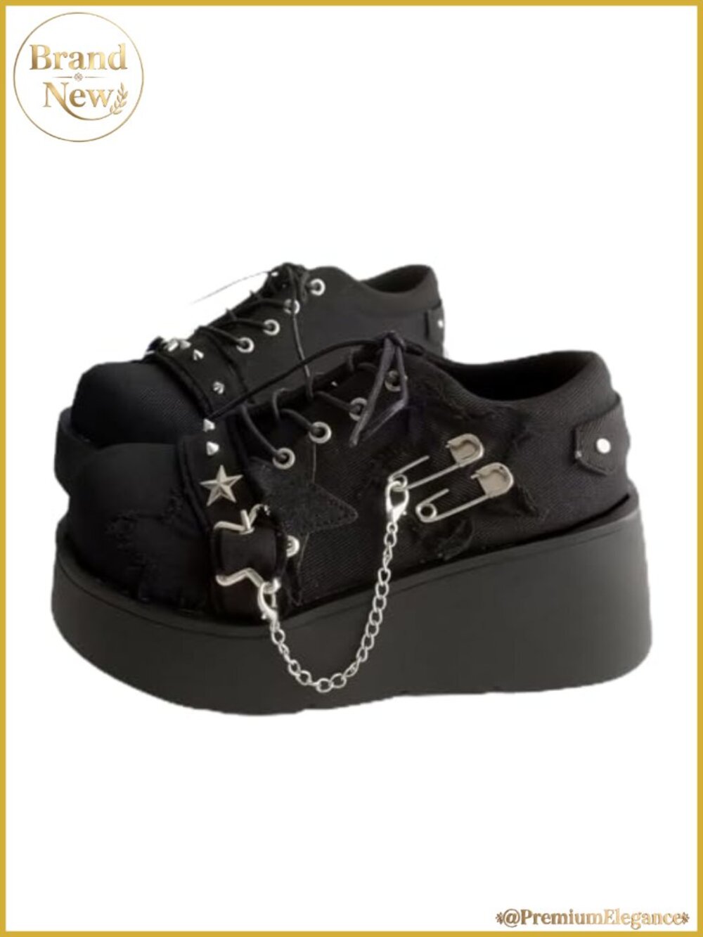 Women's Denim Low Top Wedge Ankle Boots Lace Up Platform Gothic Boots